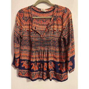 Anthropologie VANESSA VIRGINIA Matilda Boho Peasant  Elephant Print Size 4